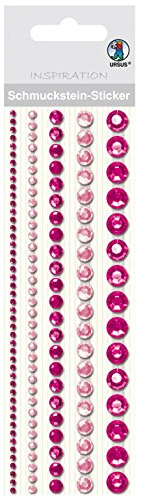 Ursus 75020004 - Schmuckstein Sticker, Bordüren, rund, pink/rosa, 5 Stück in verschiedenen Größen, selbstklebend, einfach von der Folie abzuziehen, in verschiedenen Farbtönen