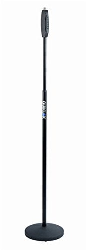 QUIK LOK - A/988 BK, ASTA MICROFONICA a base rotonda in ghisa con meccanismo di regolazione dell'altezza a leva singola