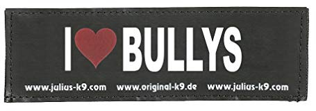 Julius-K9 Original Interchangeable Patch, Small, Black, I Love Bullys