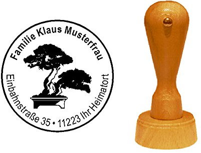 Stempel BONSAI mit persönlicher Adresse - Ø 40 mm