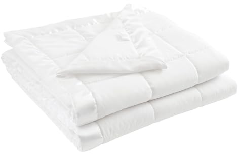 Madison Park Windom - Manta Alternativa de plumón 3M Scotchgard, Tratamiento Que Absorbe la Humedad, Funda de Cama Ligera y Suave para Verano, Ribete Satinado, Color Blanco, tamaño King