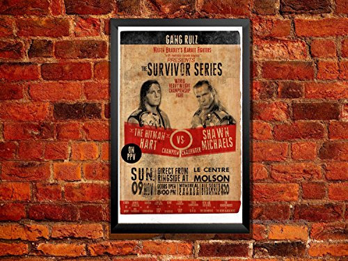 Bret Hart VS. SHAWN MICHAELS Survivor Serie 1997 – Montreal Schraube Tätigkeit Vintage Poster