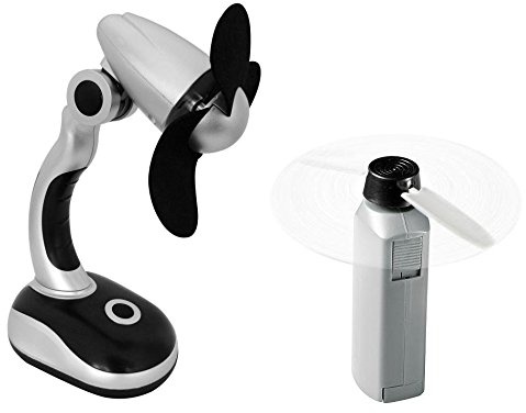 2er Set Mini Tischventilator und Taschenventilator Handventilator