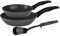 Stoneline Sempre Pfannenset 3 teilig, 20/28 cm, mit Pfannenwender, beschichtete Pfanne mit echten Steinpartikeln, Pfanne Induktion und backofengeeignet, grau