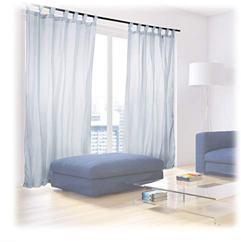Relaxdays Vorhänge mit Schlaufen, 2er-Set, Voile, halbtransparente Gardinen, einfarbig, Polyester HxB 245x140 cm, silber