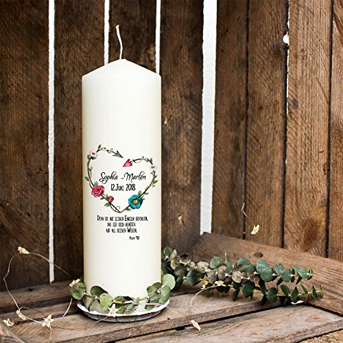 Taufkerze Kerze zur Taufe oder Geburt Kommunionkerze Blütenherz Blumen wk03 ilka parey wandtattoo-welt®