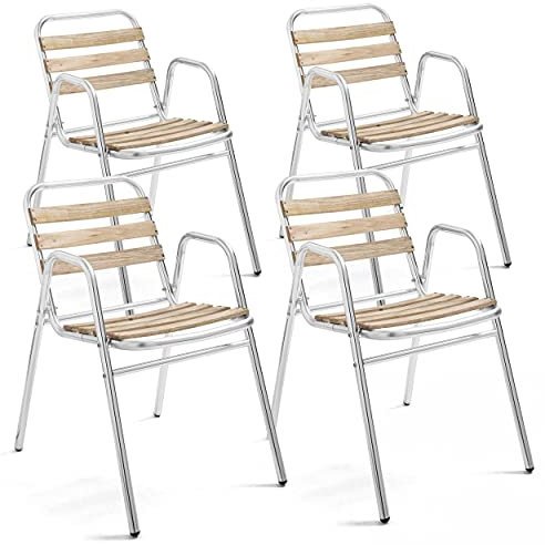 Oviala Gartensessel, Holz, Aluminium, 4 Stück