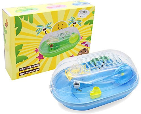 BPS® Käfig Hamster Chalet Haus für Hamster mit Trinkleiter, Rad und Spezialhaus, hohe Qualität, 3 Farben, 44 x 31 x 17 cm (Blau) BPS-1378AZ