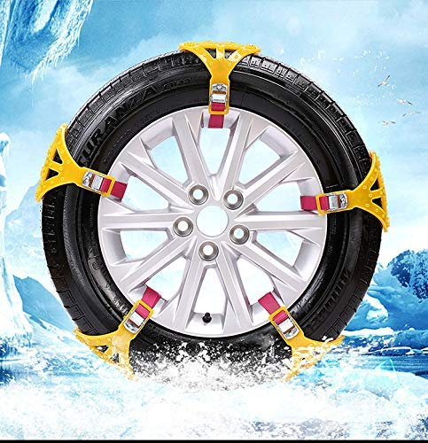 HugeAuto Universal Schneeketten 6Pcs Anti-Rutsch-Schneeketten Tragbar Leicht zu montierende Notfall-Traktionsauto Schneereifenketten Universal für Reifen Breite 165-285mm-8