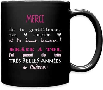 Spreadshirt Merci Crèche Puéricultrice Tasse Mug, taille unique, noir