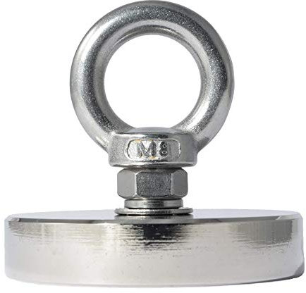 Neodym Bergemagnet - Neodym Magnet zum Angeln - 60 mm – Zugkraft 120 KG Stark - Fishing Angelmagnet – Topfmagnet Flachgreifer zum Magnet Fischen