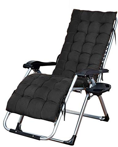 CHAIRQEW Liegestuhl Mit Auflage Sonnenliege Klapp, Schwerelosigkeit Relaxliege Garten Stuhl Liege FüR Camping Freizeit Garten Strand TragfäHigkeit Bis 200kg (Color : Black)