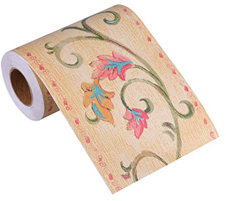 VOSAREA Zócalo Etiqueta Autoadhesiva Etiqueta de La Pared Vintage Borde de La Pared para Cubrir Cocina Baño Dormitorio Azulejos Decoración 10 M * 1 Cm (Amarillo)