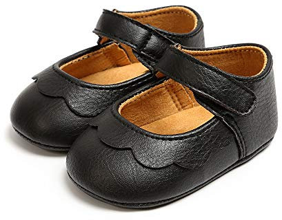MASOCIO Scarpine Neonata Scarpe Neonato Primi Passi Scarpe Bambina Ballerine Scarpette Antiscivolo per Bimba 6-12 Mesi in Morbida Pelle Nero
