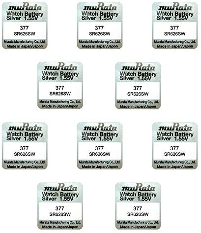 10 x MURATA 377 SR626 AG4 SR626SW Silberoxid 0 % Quecksilber Uhrenbatterien [10 Stück]