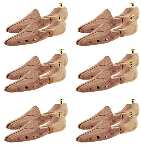 Sneakerprofi Schuhspanner aus Zedernholz Echtholz für Damen und Herren mit Doppelfeder Optimale Passform und Ventilation 6 Paar, Schuhspanner:46/48