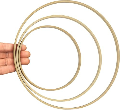EkoDeko Bambus Ringe 3er-Pack: 15cm Holzringe zum Basteln Traumfänger Holzring Holzreifen