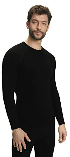 FALKE Herren Baselayer-Shirt Maximum Warm Round Neck M L/s Sh Funktionsmaterial schnelltrocknend 1 Stück, Schwarz Black 3000, L