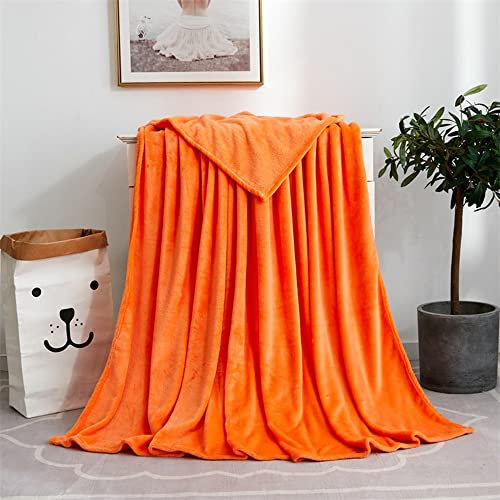 Hruile Fleece-Decke, Sofa-Überwurf, weiche Überwurfdecke für Bett, Sofas, Couch, warme Decke für Sofadecke, Bettüberwurf für Wohnzimmer, Kinder, Schlafzimmer, Reisezubehör, 180 x 200 cm, orange