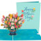Lovepop® 3D Pop-Up Karte Tulpenvase Muttertags-Grußkarte farbenfroher Tulpenstrauß für Muttertag | inkl. Umschlag & Versteckfach für Geld & Gutscheine