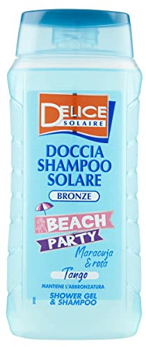Delice Solaire Gel Doccia Shampoo Solare Beach Party Tango, Fragranza Maracuja & Rosa, Mantiene l'Abbronzatura, Dermatologicamente Testato - 300 ML