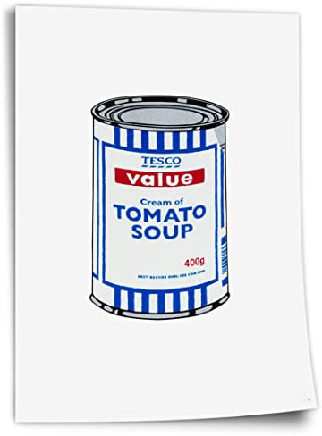 Poster aus Baumwolle Banksy Dose - Tomato Soup - Andy Warhol Pop-Art Modern Street-Art Marketing - Moderner Kunstdruck Klein bis Groß XXL Kunstdruck ohne Rahmen, Wandbild - A4, A3, A2, A1, A0, XXL ..
