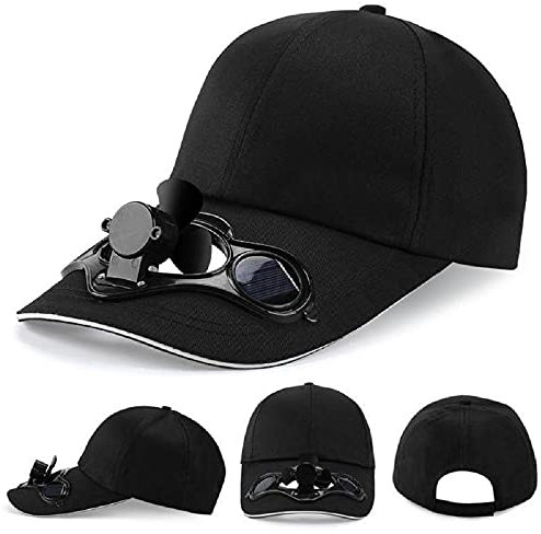 Solar Adjustable Fan Hat Cap One Size (Black)