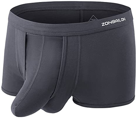 ZONBAILON Herren-Boxershorts mit zwei Beuteln, kurze Beinausbuchtungen, separater Beutel, Modalhose