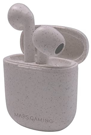 Mars Gaming MHI-Eco, Auriculares TWS Inalámbricos Ecológicos, Material Wheat Straw, Membranas Biológicas, Bluetooth 5.1, Micrófono con Cancelación de Ruido, 20h de Autonomía, Estuche Eco
