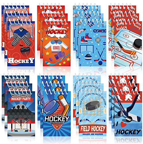 Mini-Notizblöcke für Eishockey, Hockey, Partygeschenke, kleine Notizbücher, Sport, Notizblock, 6,9 x 10,9 cm, für Männer, Frauen, Studenten, Lehrer, Büro, Belohnung, Sport, Mottoparty, Geschenk, 24