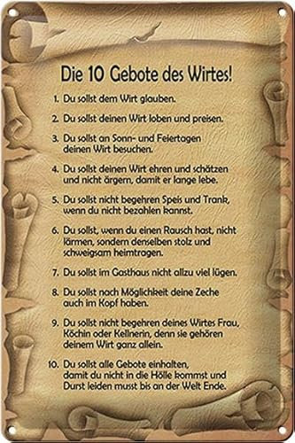 FEMER Blechschild Spruch 20x30cm die 10 Gebote des Wirtes