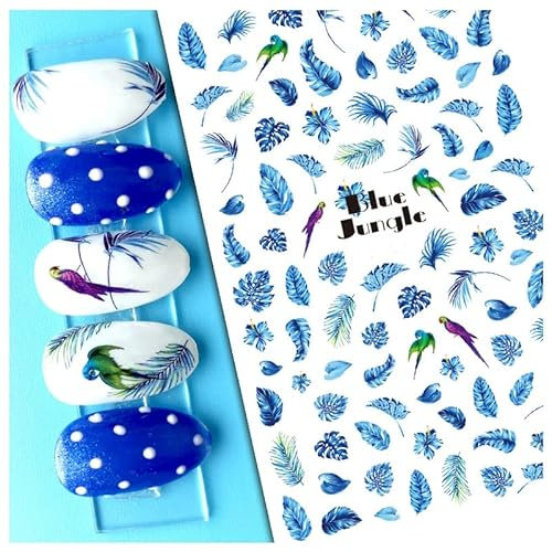 Autocollants Pour Nail Art Autocollants Pour Ongles Palmiers Tropicaux Aquarelle Feuilles Vertes Autocollants Pour Ongles Colle Arrière,F759