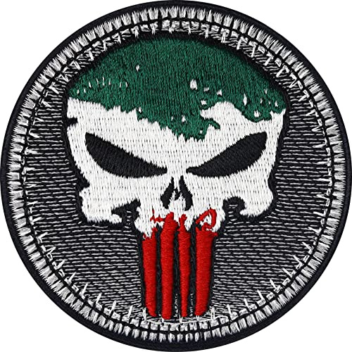 Biker Patches Aufnäher Nordrhein-Westfalen Biker Punisher Patch zum aufbügeln/aufnähen | Biker Kutte Applikation für alle Stoffe | Nordrhein-Westfalens Flagge Aufbügler Accessoires | 75x75mm