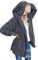 Beyove Damen Plüschjacke Hoodie Jacke Warm Fleecejacke Teddy Mantel Oversize Herbstjacke Strickjacke Langarm Wintermantel Cardigan Kapuzenjacke mit Taschen Dunkelgrau L