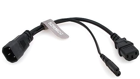 SZRMCC Cable de alimentación divisor C14 a C13+C7 Y IEC 320 C14 macho a C13 C7 hembra Adaptador de CA Cable de extensión de alimentación para monitor de TV PDU UPS servidores