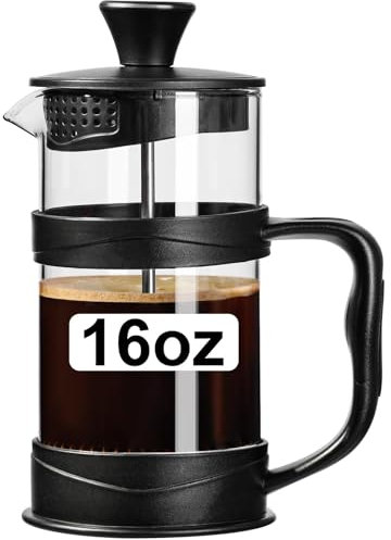 ParaCity French Press Kaffeebereiter, Kaffeepresse aus Edelstahlfilter und hitzebeständigem Glas, Kaltbrüh-Kaffeemaschine, gut als Geschenk für Reisen und Zuhause (500 ML)