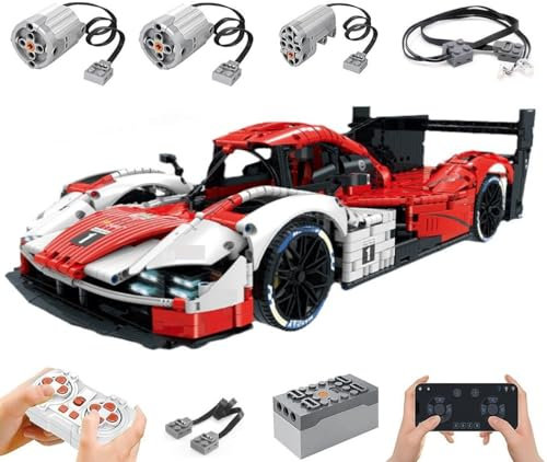 Technik Auto für Porshor 963, Mit Motoren Set, 1:8 Groß Automodell Bausatz, 3460 Teile Klemmbausteine Auto Bausteine MOC Set, Kompatibel mit Porshor Technik
