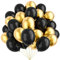 YMSZ Luftballons in Schwarz und Gold, 67 Stück, 30,5 cm, metallische Luftballons in Gold und Schwarz für Geburtstag, Ruhestand, Abschlussfeier, Silvester-Partydekorationen