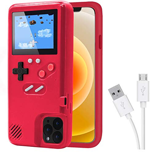 DIKKAR Coque de Jeu pour iPhone, Coque de Protection Rétro,Étui de avec 36 Jeux,Affichage à Couleurs,Étui de Jeu Vidéo pour iPhone 15 (Rouge)