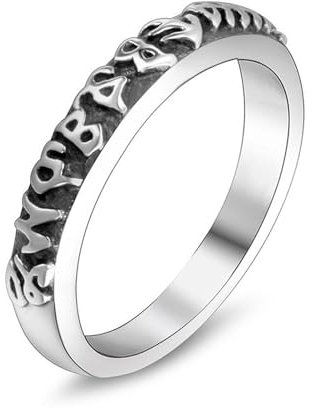 Whoiy Edelstahl Versprechensring Herren Punk, Silber Ringe Gothic 3.6MM Verlobungs Ringe Gravur Personalisiert Größe 65 (20.7)