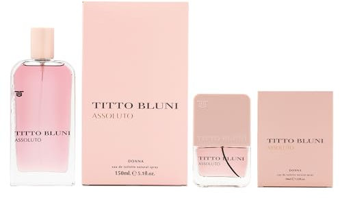 TITTO BLUNI - Assoluto Donna Promoción 150 ml + 30 ml, Colonia Mujer, Pack 2 Productos, Perfume Formato Spray, Eau de Toilette Femenina, Aroma Floral Afrutado, Fragancia Fresca y de Larga Duración