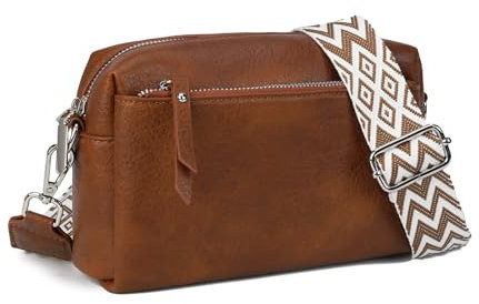 Gladdon Damen Handtasche,Handy Umhängetasche Mit Kartensteckplatz Schultertasche Veganes Leder Tasche Verstellbarer und abnehmbarer Schultergurt(Braun)