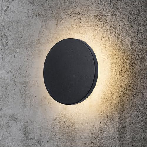 Braytron schwarze Wandlampe, Wandleuchte, Rund, Außenleuchte Weiß Indirektebeleuchtung Außenwandleuchte IP65 3CCT Designerlampe, auswählbare Farbtemperatur Balkon, Garage, Bad 12 Watt 1160lm