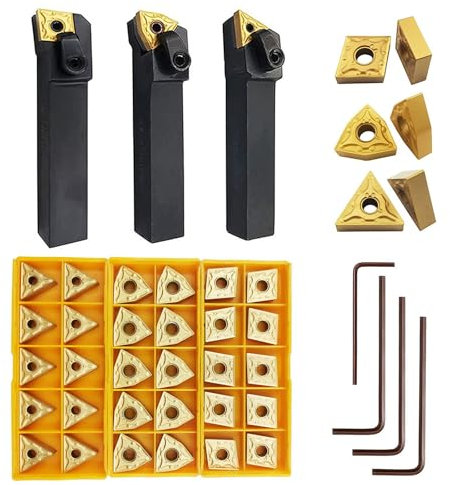 36 pezzi Portautensili per Tornio CNC, 5/8 Inserti Elicoidali MTJNR1616H16 MWLNR1616H08 MCLNR1616H12 con WNMG431 CNMG431 TNMG331 Taglierina per Inserti in Metallo Duro Set