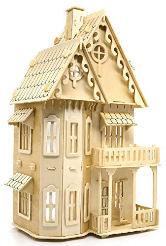 CUTEROOM 3D Wooden Puzzle House Holzpuzzle Erwachsene 3D Holz 3D Puzzle Villa Modellbau Holzbausatz für Erwachsene Kinder Fantasy Villa