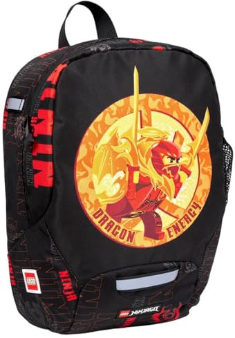 SKANDO BAGS Kindergartenrucksack LEGO® NINJAGO®, Dragon Energy: Leichte Tasche mit verstellbaren Trägern, Namensschild, Netzseitentasche und Reflektoren an allen Seiten.