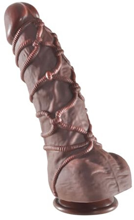 Gode réaliste brun,21.7CM Godemichés en silicone pour femme avec noeud de corde et ventouse puissante,Anal Plug Jouet sexuel réaliste pour femmes et hommes