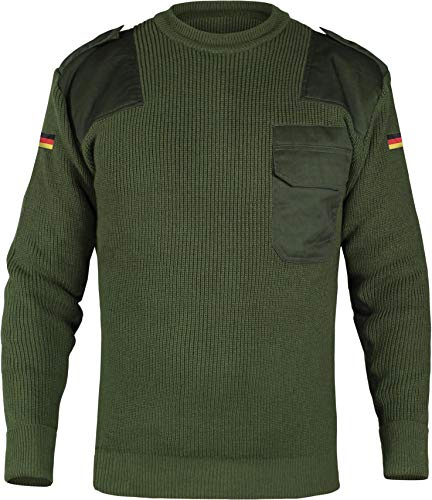 normani Herren Bundeswehr Pullover Original nach TL Winterpullover mit Brusttasche und Deutschlandfahne Oliv XL