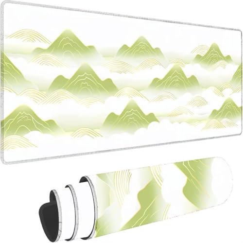 Verde Alfombrilla Ratón xxl Gaming 1500 x 800, Antideslizante Tapete Escritorio con Bordes Cosidos Montaña Alfombrilla Ratón Grande Impermeable, Para Pc, Oficina, Accesorio Gamer, Decorar Regalos 4-0