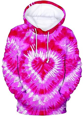 Herren-Sweatshirt mit durchgehendem Reißverschluss, Fleece, 2024, Geschenk, Batikfärbung, bedruckt, große Tasche, Fitnessstudio, Hoodies, hot pink, S